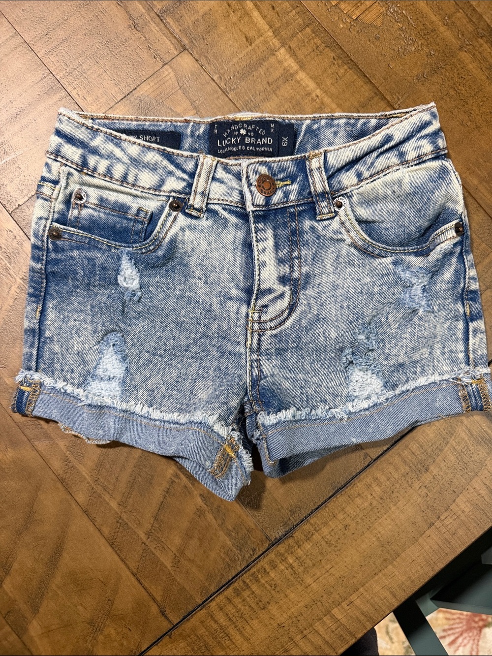 Lucky Brand Riley Light Blue Acid Wash Denim Cutoff Shorts